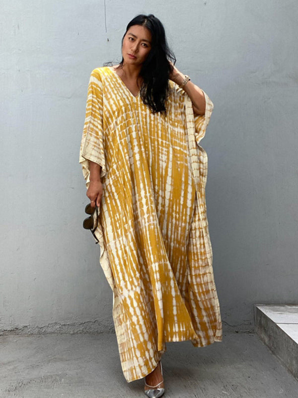 Cotton Printed Beach Cover-Up Dress – Flowy Sun Protection Gown