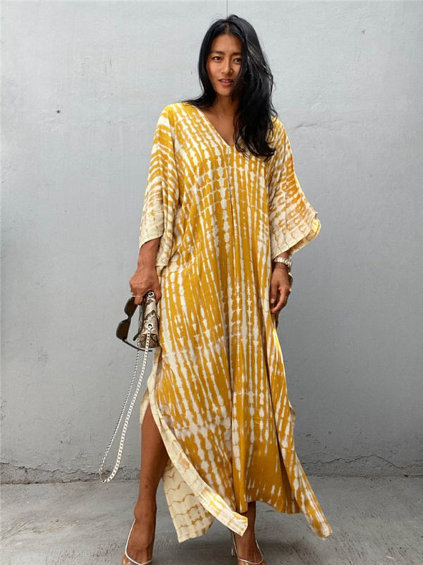 Cotton Printed Beach Cover-Up Dress – Flowy Sun Protection Gown