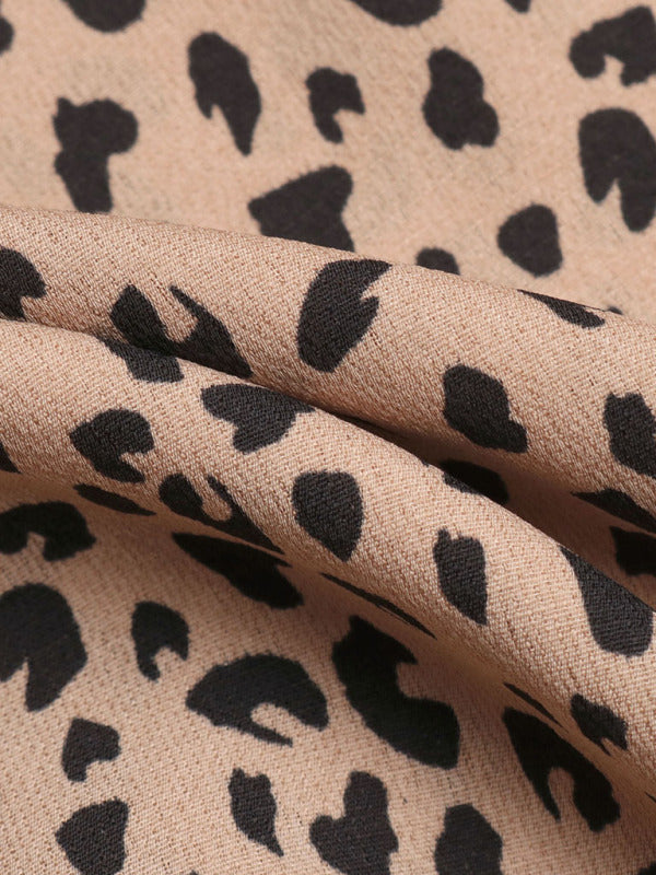 Women's Leopard Print Dolman Sleeve Woven Shirt