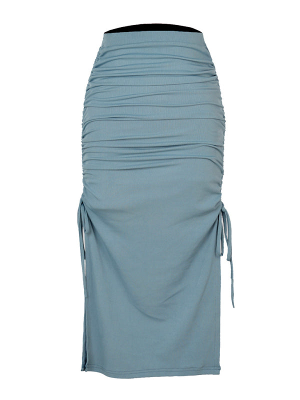 Knitted High Waist Slit Midi Skirt