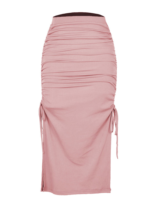 Knitted High Waist Slit Midi Skirt