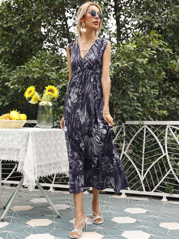Floral V-Neck Button-Front Short-Sleeve Resort Dress – Cotton Blend