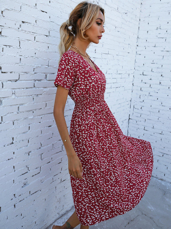Stripe V-Neck Summer Dress – Lightweight Woven Fabric, Flowy Fit