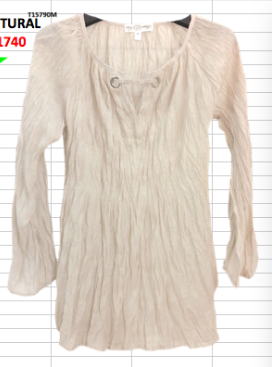 Women's Pleated Long Sleeve Blouse - White