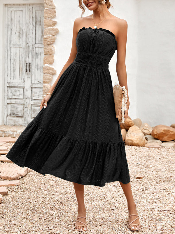 Women's Solid Color Sleeveless Corset Waist Dress – Spring-Summer Knit Style