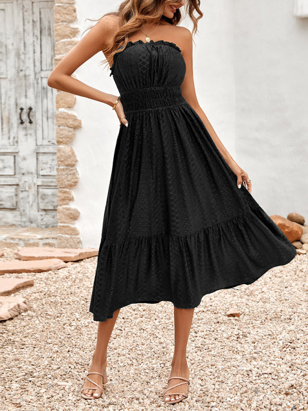 Women's Solid Color Sleeveless Corset Waist Dress – Spring-Summer Knit Style