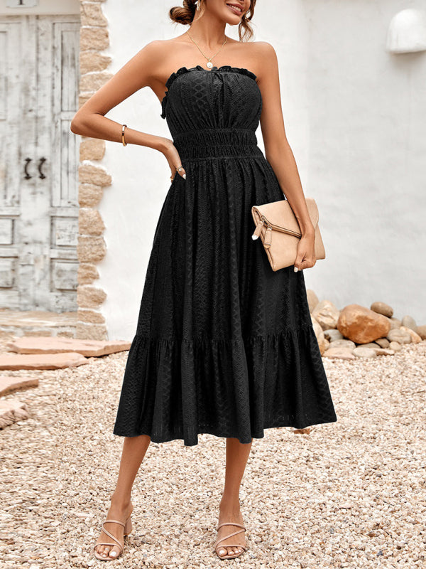 Women's Solid Color Sleeveless Corset Waist Dress – Spring-Summer Knit Style