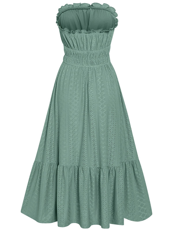 Women's Solid Color Sleeveless Corset Waist Dress – Spring-Summer Knit Style