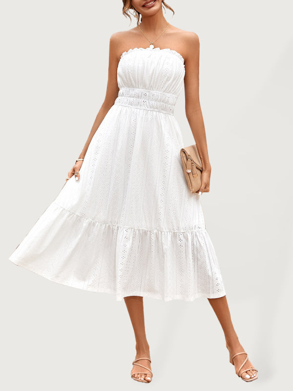Women's Solid Color Sleeveless Corset Waist Dress – Spring-Summer Knit Style