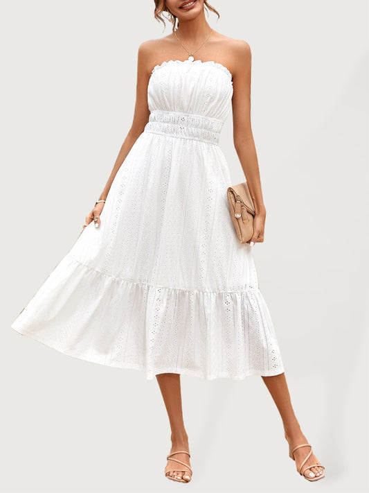Einfarbiges ärmelloses Damenkleid mit Korsett-Taille – Strickstil für Frühling und Sommer