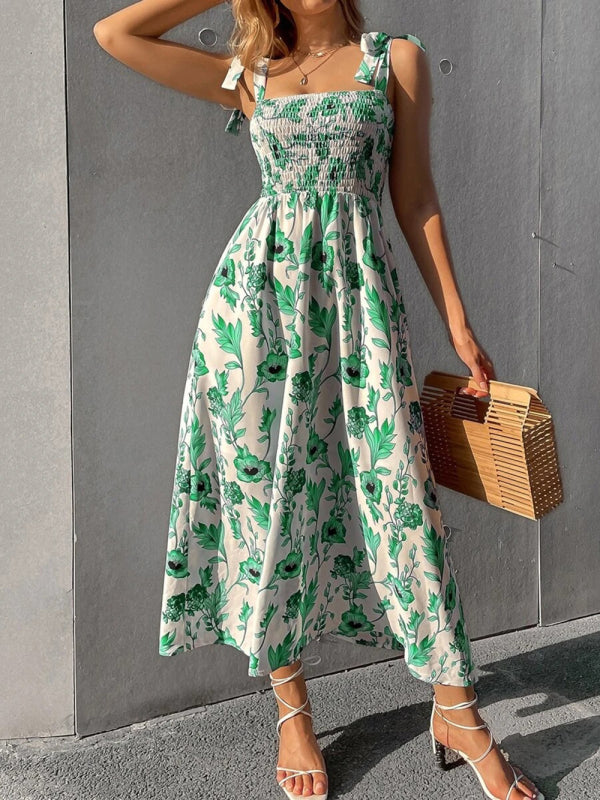 Sleeveless Printed Maxi Dress – Slim Fit Summer Style