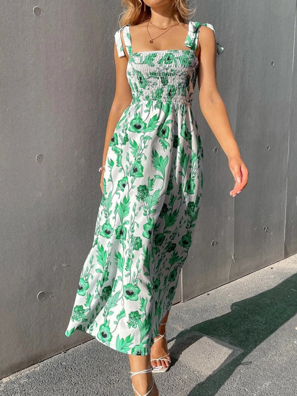 Sleeveless Printed Maxi Dress – Slim Fit Summer Style