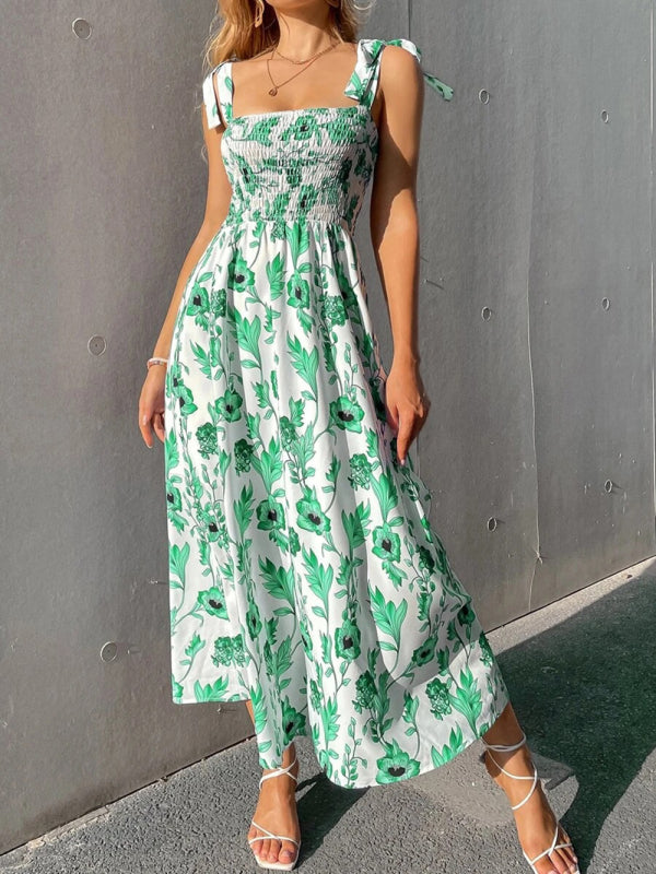Sleeveless Printed Maxi Dress – Slim Fit Summer Style