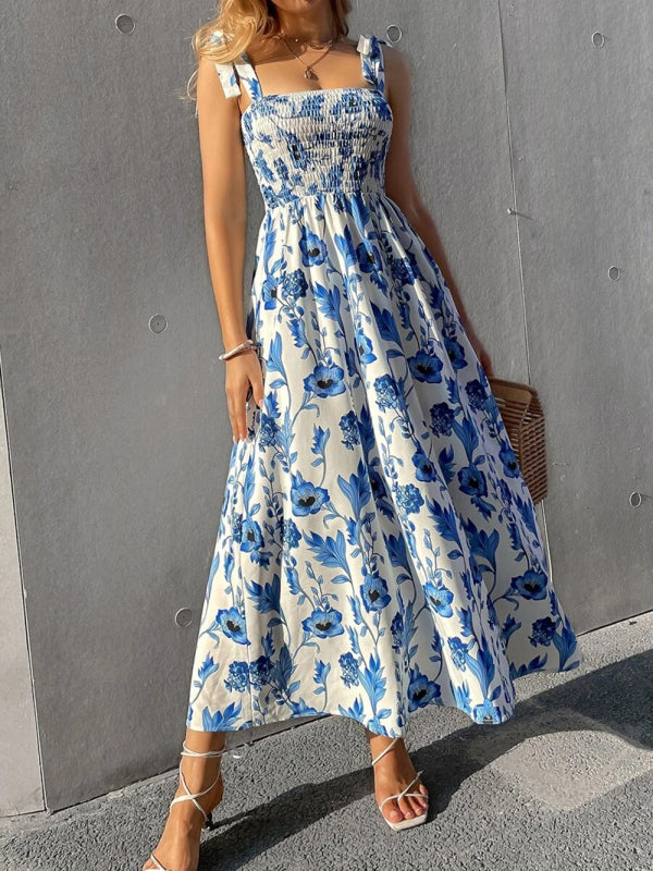Sleeveless Printed Maxi Dress – Slim Fit Summer Style
