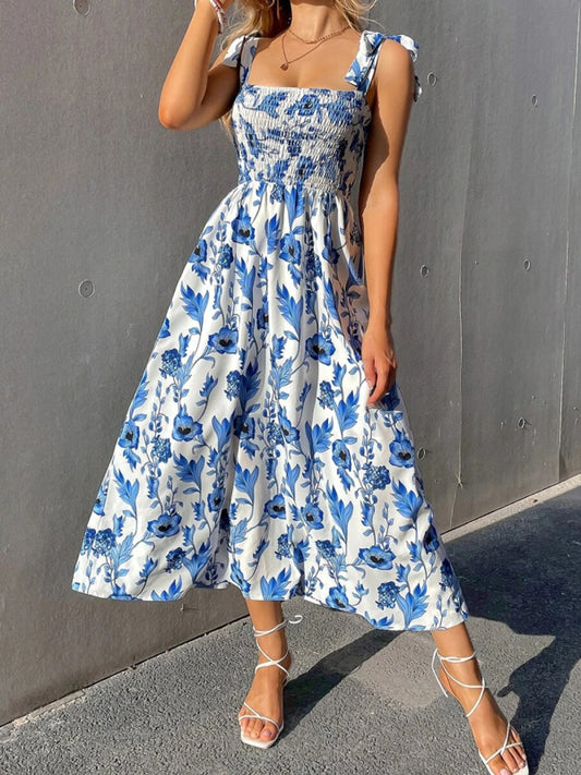 Sleeveless Printed Maxi Dress – Slim Fit Summer Style