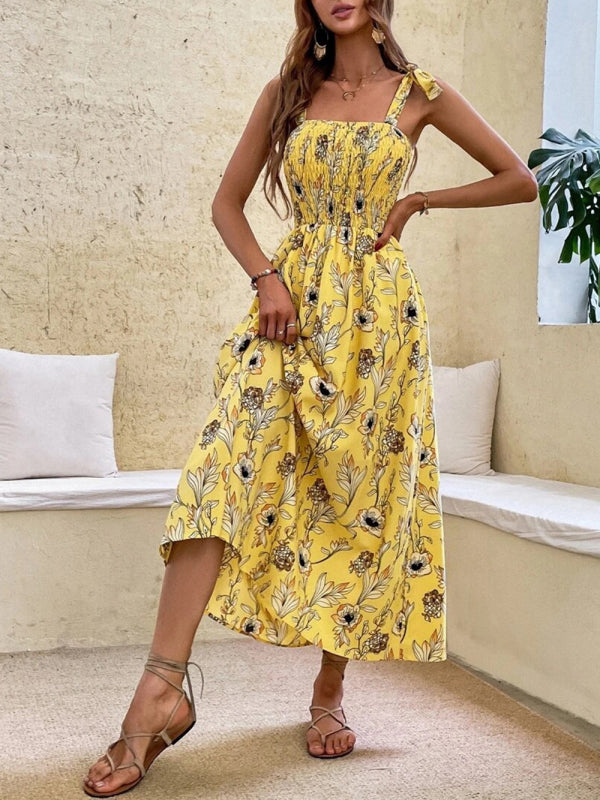 Sleeveless Printed Maxi Dress – Slim Fit Summer Style