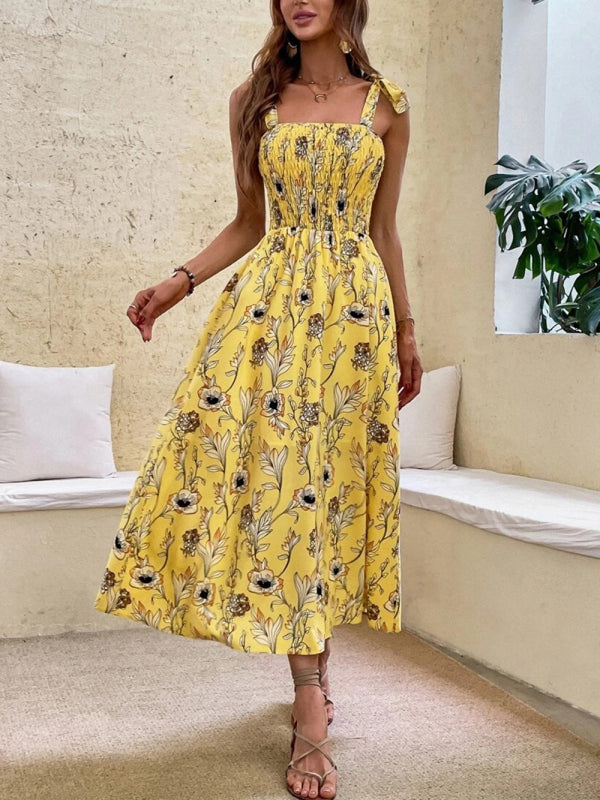 Sleeveless Printed Maxi Dress – Slim Fit Summer Style