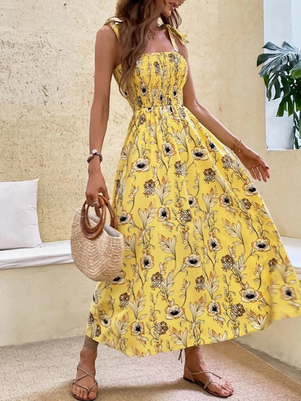 Sleeveless Printed Maxi Dress – Slim Fit Summer Style
