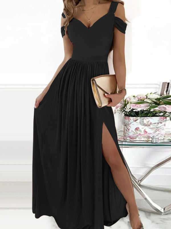 Printed V-Neck Sleeveless Slit Maxi Dress – Elegant Spring-Summer Style