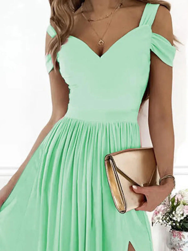 Printed V-Neck Sleeveless Slit Maxi Dress – Elegant Spring-Summer Style