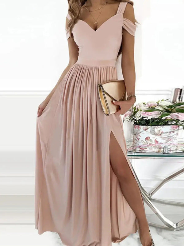 Printed V-Neck Sleeveless Slit Maxi Dress – Elegant Spring-Summer Style