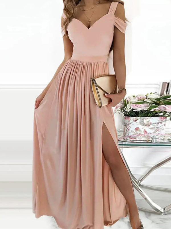 Printed V-Neck Sleeveless Slit Maxi Dress – Elegant Spring-Summer Style
