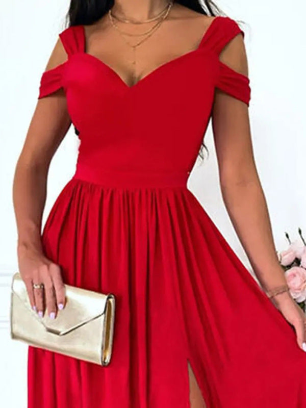Printed V-Neck Sleeveless Slit Maxi Dress – Elegant Spring-Summer Style
