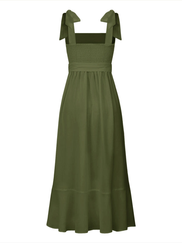 Elegant Sleeveless High-Waisted French Slit Dress – Commuter Style