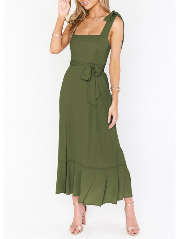 Elegant Sleeveless High-Waisted French Slit Dress – Commuter Style