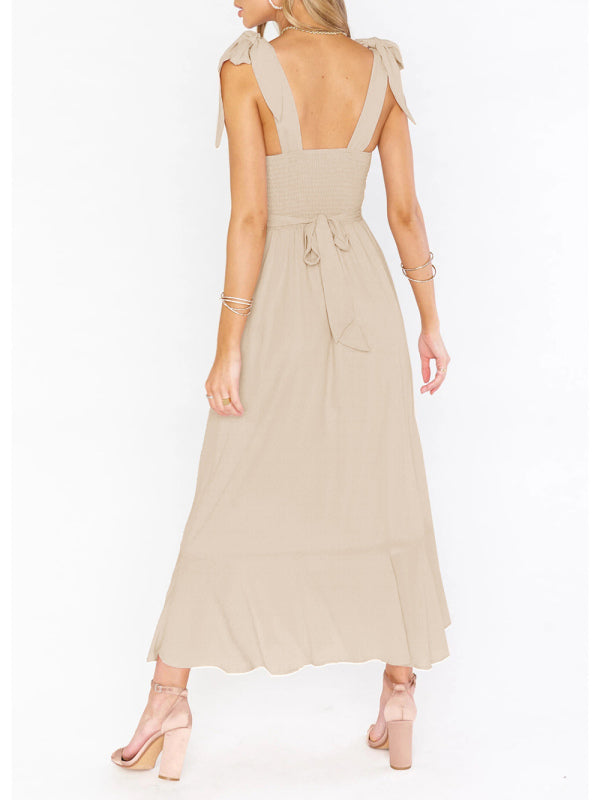 Elegant Sleeveless High-Waisted French Slit Dress – Commuter Style