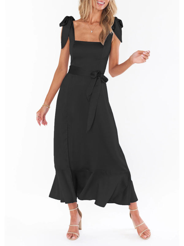 Elegant Sleeveless High-Waisted French Slit Dress – Commuter Style