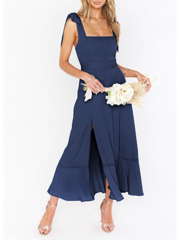 Elegant Sleeveless High-Waisted French Slit Dress – Commuter Style