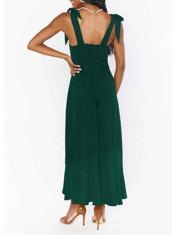 Elegant Sleeveless High-Waisted French Slit Dress – Commuter Style