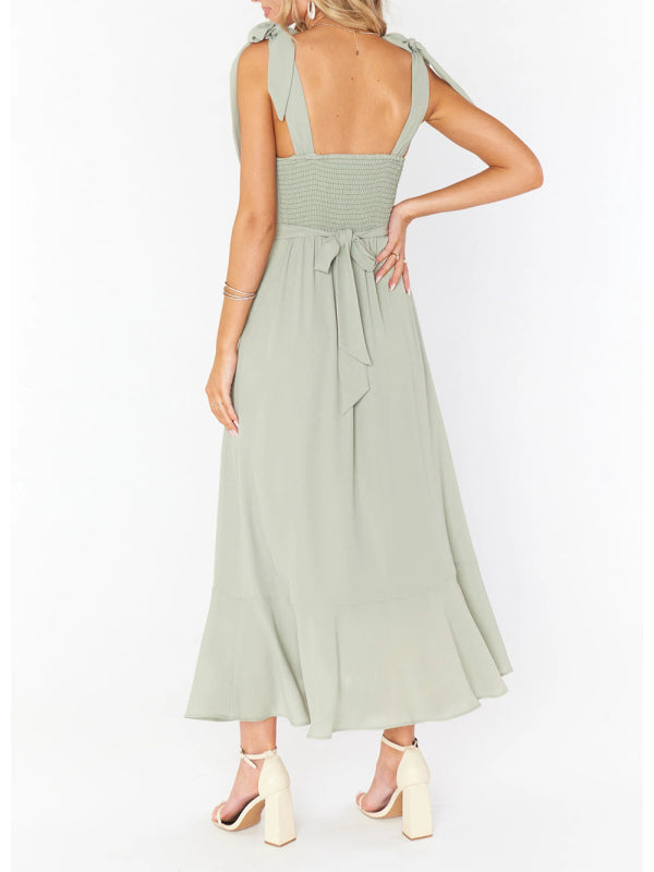 Elegant Sleeveless High-Waisted French Slit Dress – Commuter Style
