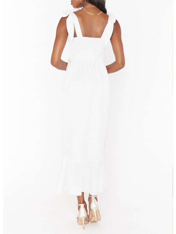 Elegant Sleeveless High-Waisted French Slit Dress – Commuter Style