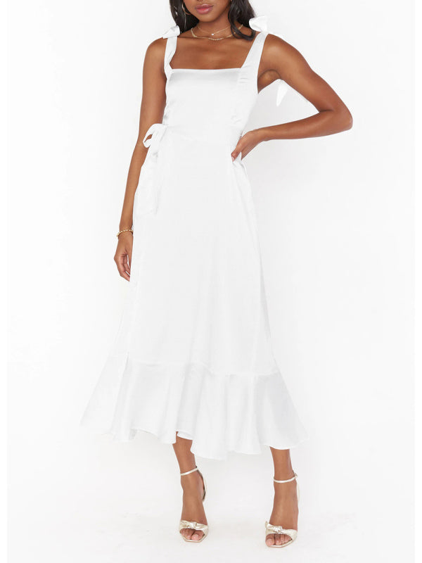 Elegant Sleeveless High-Waisted French Slit Dress – Commuter Style