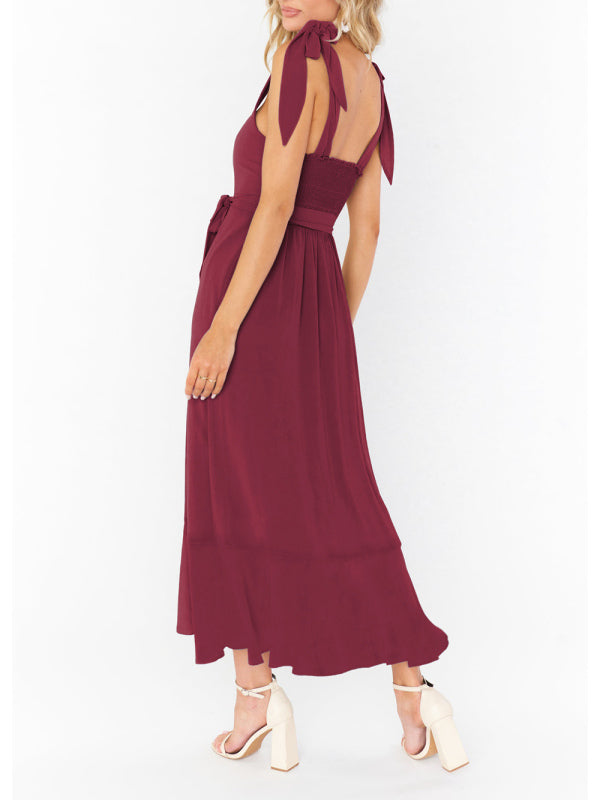 Elegant Sleeveless High-Waisted French Slit Dress – Commuter Style