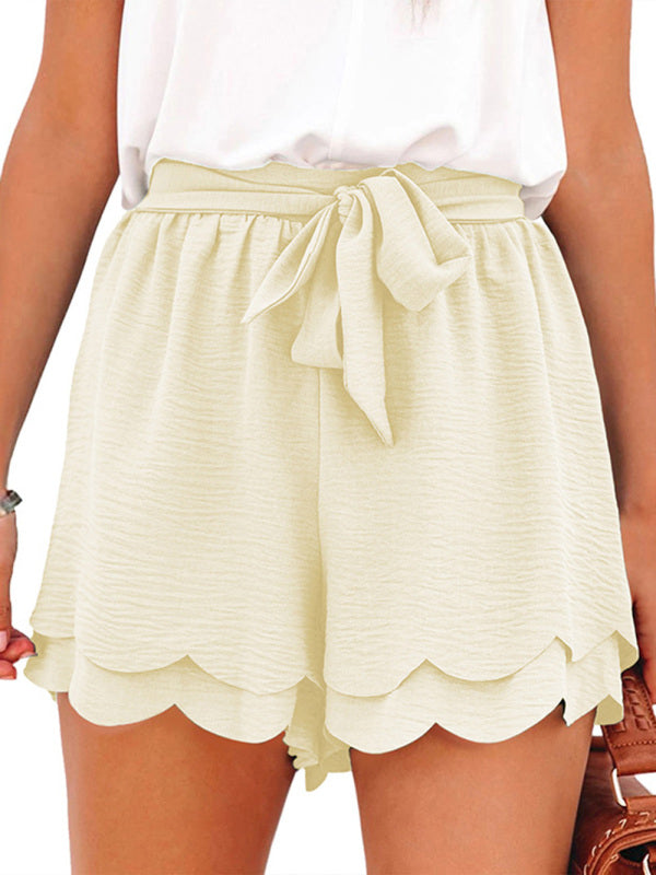 Layered Petal Waist Lounge Shorts with Belt