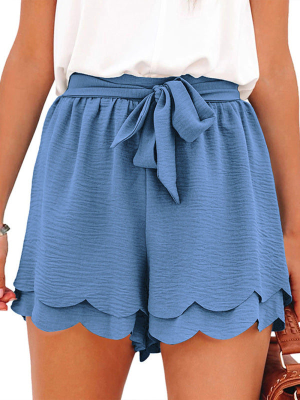 Layered Petal Waist Lounge Shorts with Belt