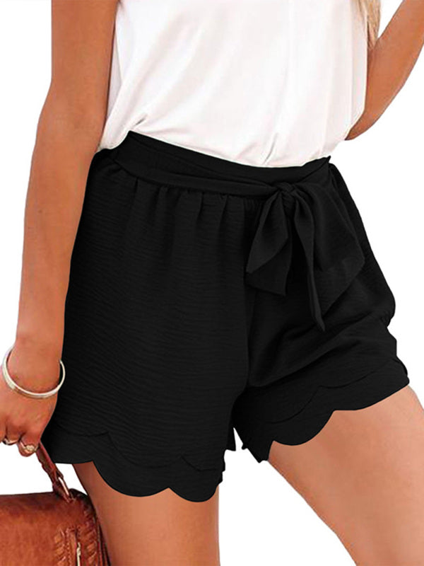 Layered Petal Waist Lounge Shorts with Belt
