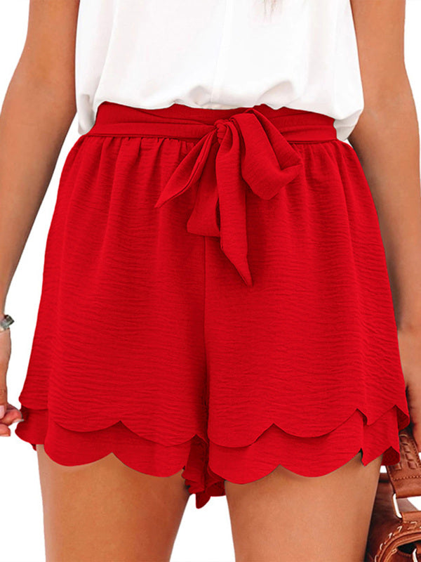 Layered Petal Waist Lounge Shorts with Belt