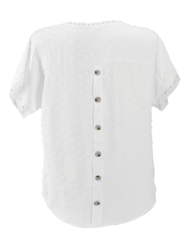 Women's Lace Short Sleeve Pullover Top