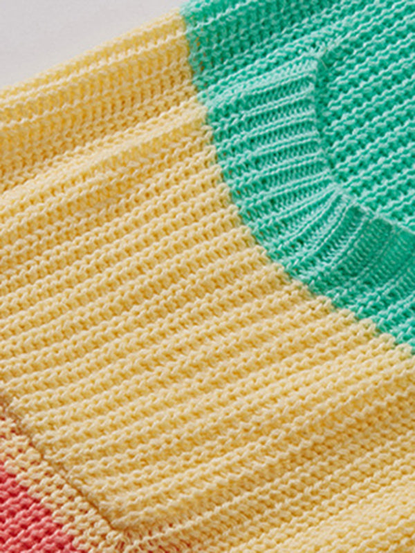 Rainbow Knit Long Cardigan Sweater for Women