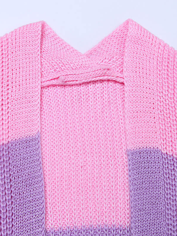 Rainbow Striped Knit Cardigan