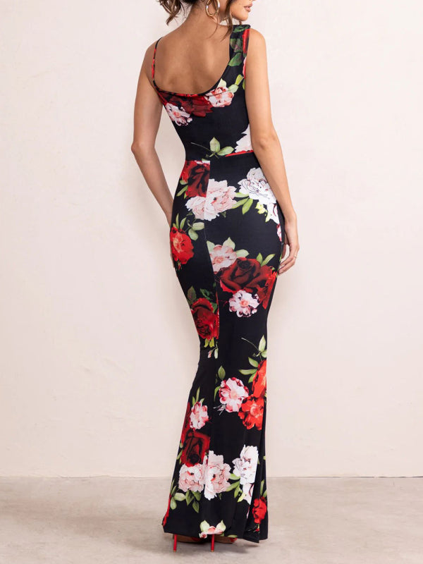 Floral Spaghetti Strap Long Dress – Elegant & Sexy