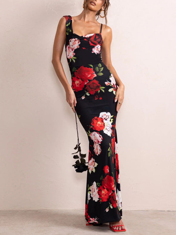 Floral Spaghetti Strap Long Dress – Elegant & Sexy