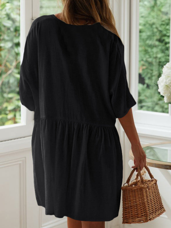 Cotton Slub Button-Down Sleeveless Beach Dress Cover-Up – Relaxed Fit