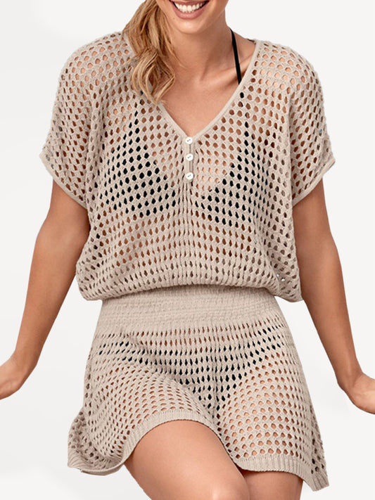Knitted Sheer Sling Cover-Up Dress – Low Waist, Sleeveless, Sexy Fit