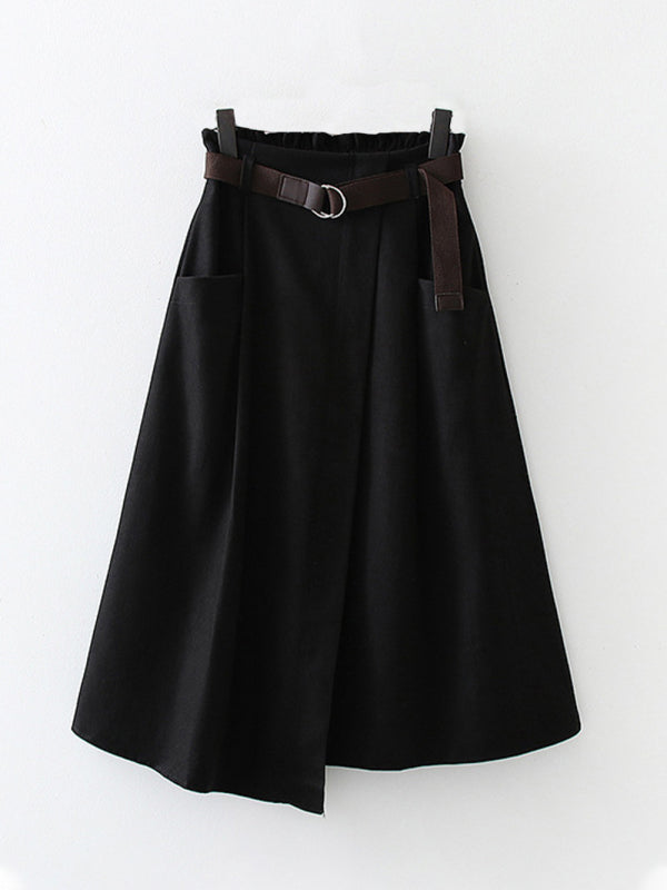 High Waist Irregular Midi Skirt