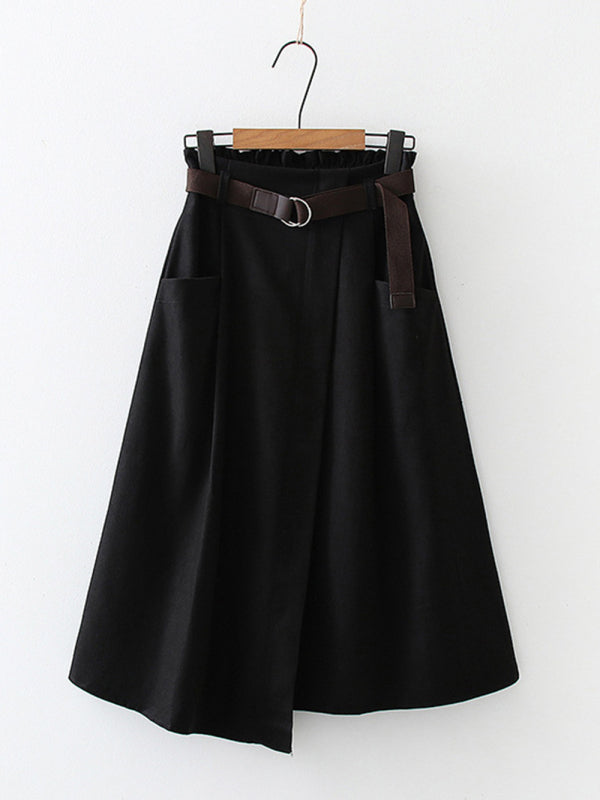 High Waist Irregular Midi Skirt